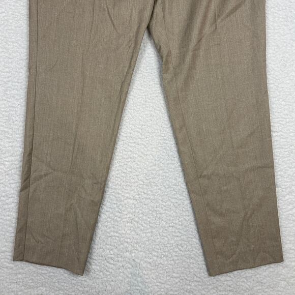 Weekend Max Mara Size 10 Virgin Wool Trousers Straight Leg Pleated Tan Neutral - Picture 3 of 9